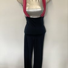 Black and metallic silver all-in-one with pink braces - Bespoke measurement costumes