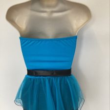 Turquoise and black zip up skirted dance top and bikeshorts