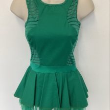 Green skirted biketard with netting and crop top