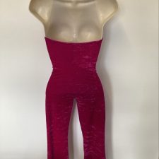 Fuchsia velvet halter neck all-in-one