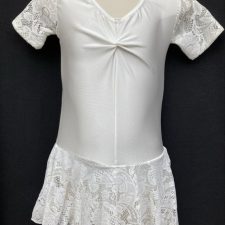 White lycra and lace skirted leotard
