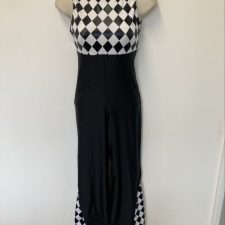 Black and harlequin print all-in-one