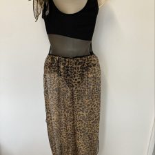 Black and leopard print sheer harem all-in-one