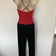 Red ruffle bodice and black velvet all-in-one