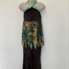 Brown and leopard print velvet top and trousers