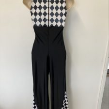 Black and harlequin print all-in-one