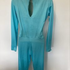Aqua and white waistcoat style cropped catsuit - Bespoke measurement costumes