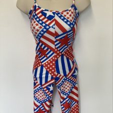 Red, white and blue (stars and stripes) catsuit
