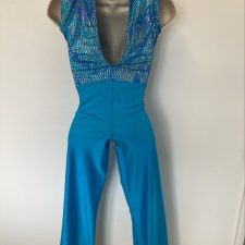 Turquoise all-in-one with iridescent multi-coloured bodice