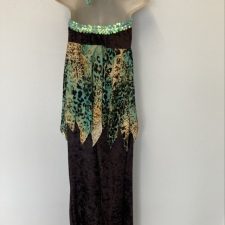 Brown and leopard print velvet top and trousers