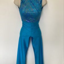 Turquoise all-in-one with iridescent multi-coloured bodice