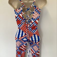 Red, white and blue (stars and stripes) catsuit