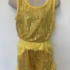 Yellow sequin top and shorts