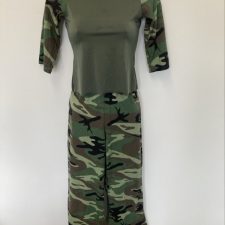 Camo print and khaki short sleeve top and trousers