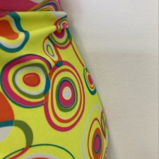 60's pattern trousers and scrunchie