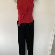 Red ruffle bodice and black velvet all-in-one
