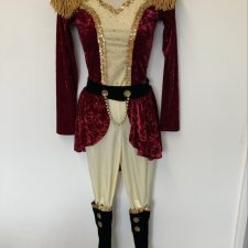 Cream and wine velvet soldier costume (with hat and boot covers)