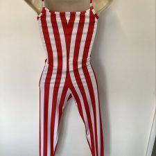 Red and white stripe catsuit