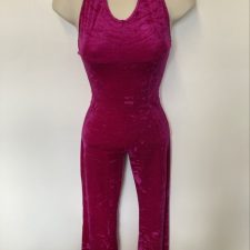 Fuchsia velvet halter neck all-in-one