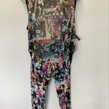 Graffiti printed leggings and matching sheer top