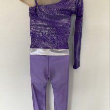 Purple and metallic silver one sleeve cropped catsuit - Bespoke measurement costumes