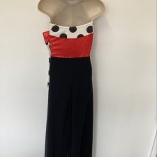 Red, black and white spotty all-in-one with gloves - Bespoke Measurement Costumes