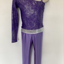 Purple and metallic silver one sleeve cropped catsuit - Bespoke measurement costumes