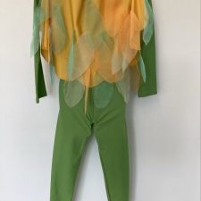 Lime green and yellow catsuit with bird feathers - Bespoke Measurement Costumes