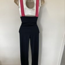 Black and metallic silver all-in-one with pink braces - Bespoke measurement costumes