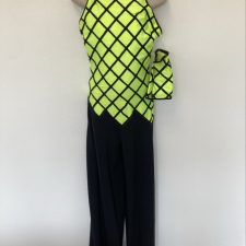 Neon yellow and black all-in-one with cross hatch design - Bespoke Measurement Costumes
