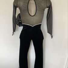 Black velvet and mesh all-in-one with music notes - Bespoke Measurement Costumes