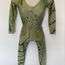 Green lycra catsuit with painted design - Bespoke Measurement Costumes