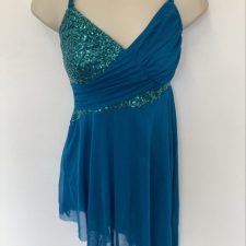Teal chiffon and sequin skirted leotard