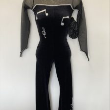 Black velvet and mesh all-in-one with music notes - Bespoke Measurement Costumes