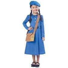 Evacuee girl with beret and bag