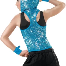 Turquoise sequin hooded vest
