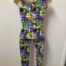 Neon bubble print catsuit with pink mesh overlay
