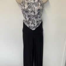 Black and white spiral design bodice all-in-one
