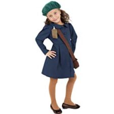 Evacuee girl costume with hat and bag