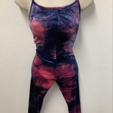 Navy, pink and purple tie dye velvet cropped catsuit