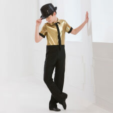 Metallic gold and black all in one with tie (hat not included)