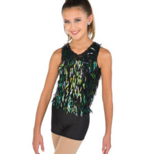 Black crochet top with dangling sequins and under vest