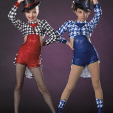 Royal blue and white sequin skirted biketard with cropped over top and shoe covers (hat not included)
