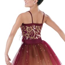 Wine and gold tutu with sparkly tulle skirt