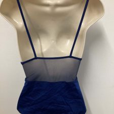 Navy leotard with lace panel and sheer low back