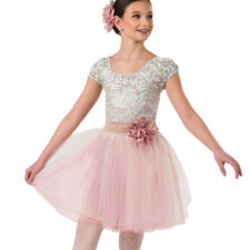 Grey, white and dusty rose tutu with lace bodice