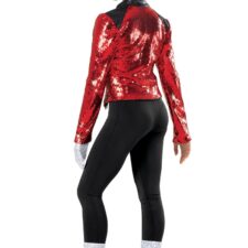 Red sequin jacket with black lapels