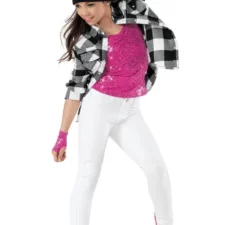 Pink sequin top and matching mitts