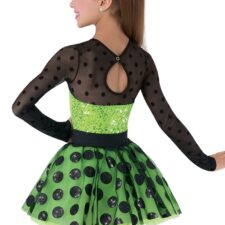 Turquoise and black spotty skirted leotard