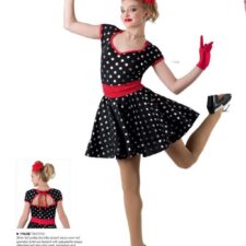 Black, white and red spotty skirted leotard